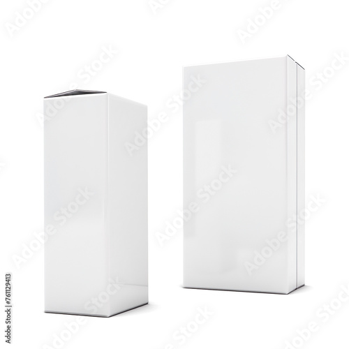 Set of White boxes isolated on a transparent background 