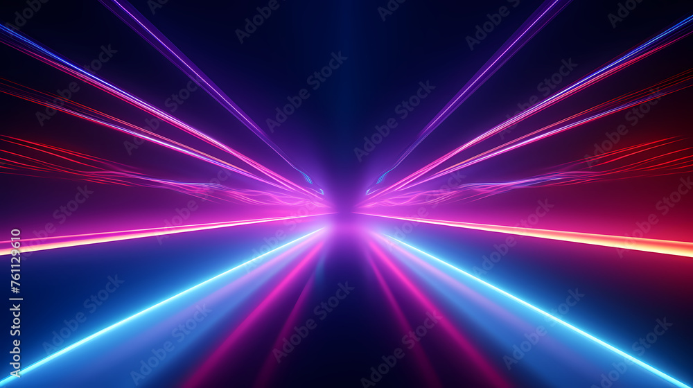 Modern corridor illuminated by neon lights Modern corridor illuminated by neon lights