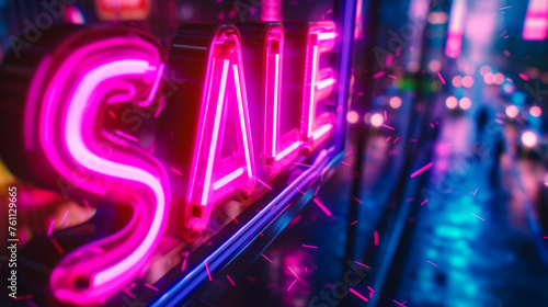 banner with The word "SALE" in 3d, percentages flying nearby