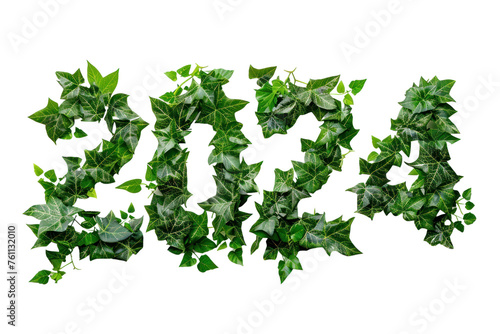 Wallpaper Mural 
" 2024 " made of green leaves isolated on white background first person view realistic daylight Torontodigital.ca