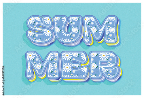 Blue Summer Flower Text Effect