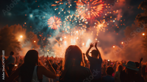 Captivating Fireworks Display at a Vibrant Outdoor Celebration