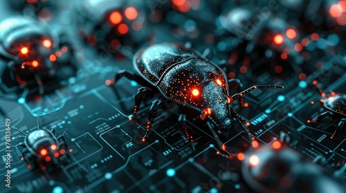 Conceptual image of a bug icon spreading across multiple devices, symbolizing the pervasive nature of digital threats © Dianne