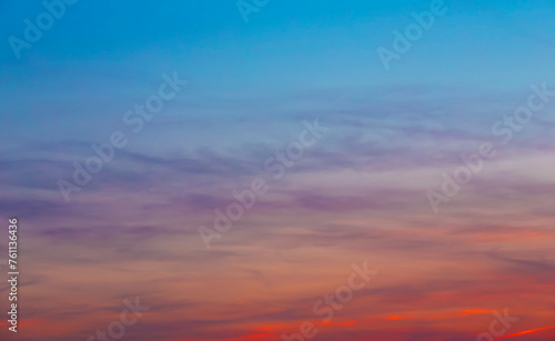 Sunset Sky with Twilight in the Evening as the colors of Sunset Cloud Nature as Sky Backgrounds, Horizon scene