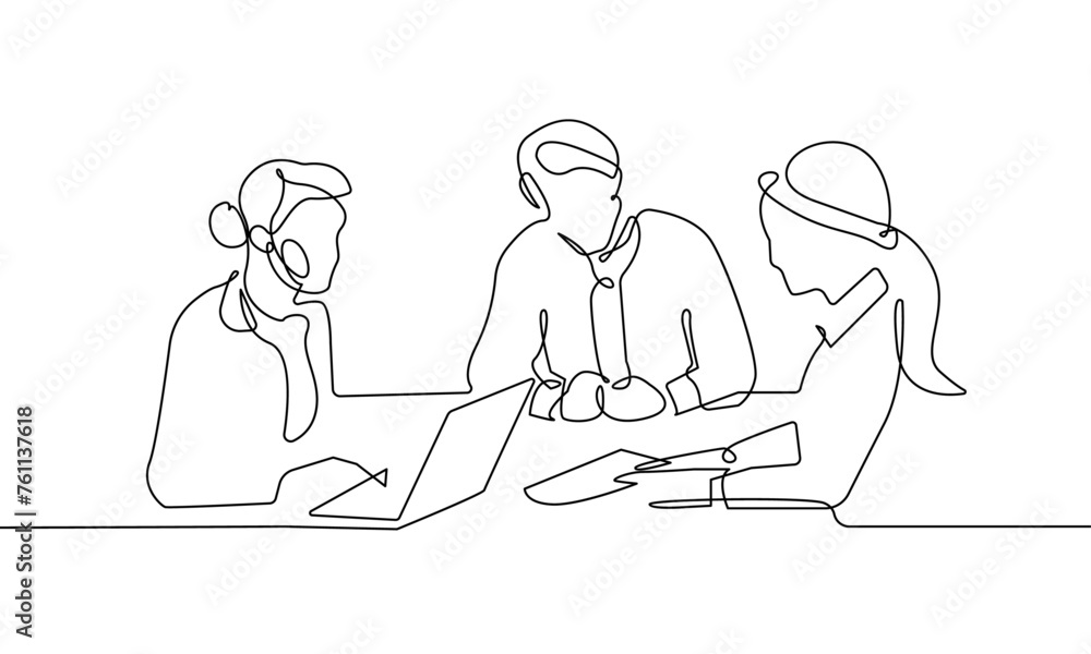Business People Group Talking Trendy Line Art Drawing. People Talking Minimalistic Black Lines Drawing on White Background. Continuous One Line Abstract Drawing. Business Meeting Vector Drawing Business People Group Talking Trendy Line Art Drawing. People Talking Minimalistic Black Lines Drawing on White Background. Continuous One Line Abstract Drawing. Business Meeting Vector Drawing