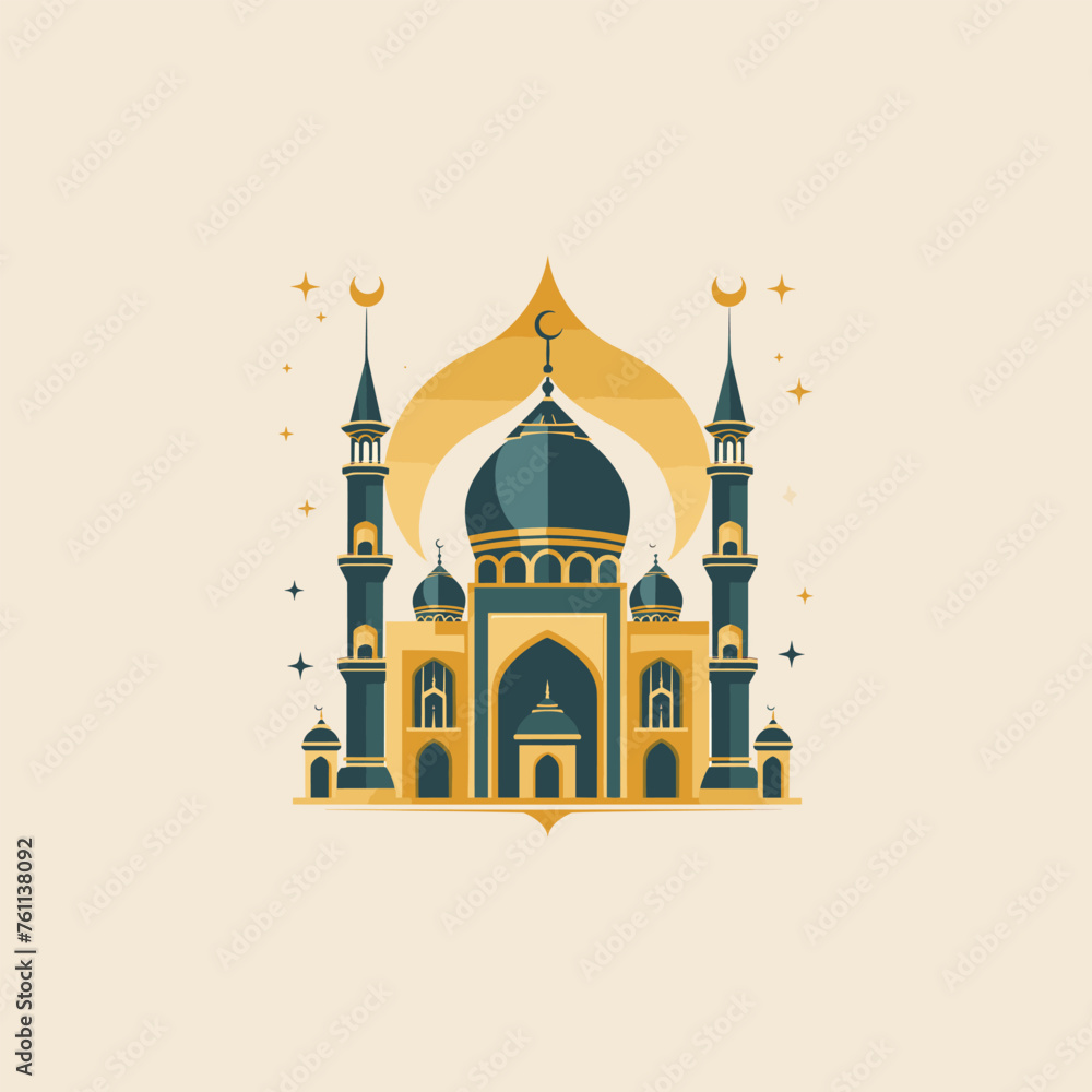 Mosque flat logo design vector illustration Mosque flat logo design vector illustration