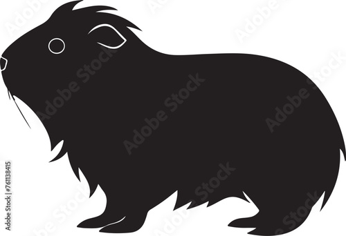 Guinea Pig Silhouette Vector Illustration White Background