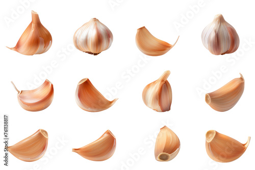 
garlic isolated on a white background Realistic daytime first person perspective