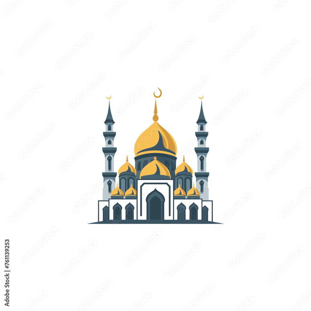 Mosque flat logo design vector illustration