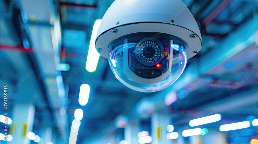 Security technology with AI smart surveillance control at factory and industry area, the security system can control electrical equipment in modern factory, AI generated, space for ads Security technology with AI smart surveillance control at factory and industry area, the security system can control electrical equipment in modern factory, AI generated, space for ads