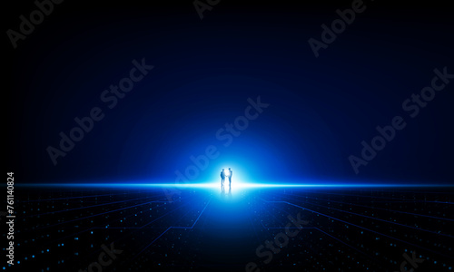Abstract Door open Light of technology background Hitech communication concept innovation background vector design.