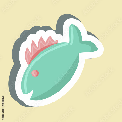 Sticker Grilled Fish. suitable for Meat. simple design editable. design template vector. simple illustration