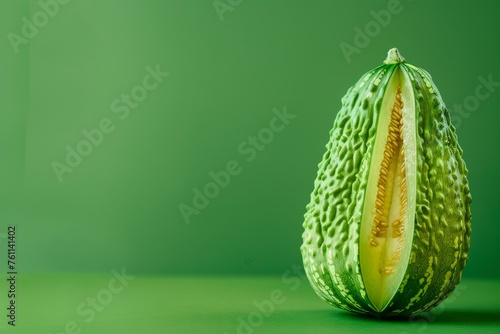 Halved Melon on Green Surface photo