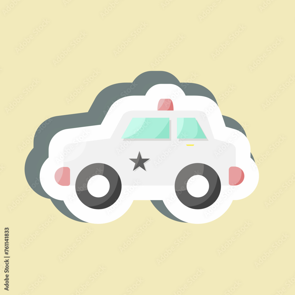 Obraz premium Sticker Police Car. suitable for education symbol. simple design editable. design template vector. simple illustration