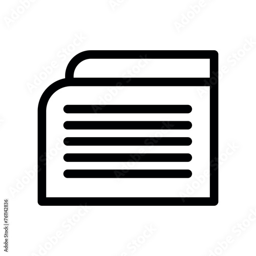 black vector newspaper icon on white background
