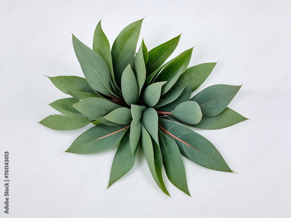Eucalyptus leaf isolated on white background.