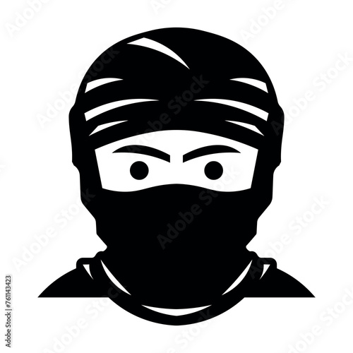 black vector ninja icon on white background
