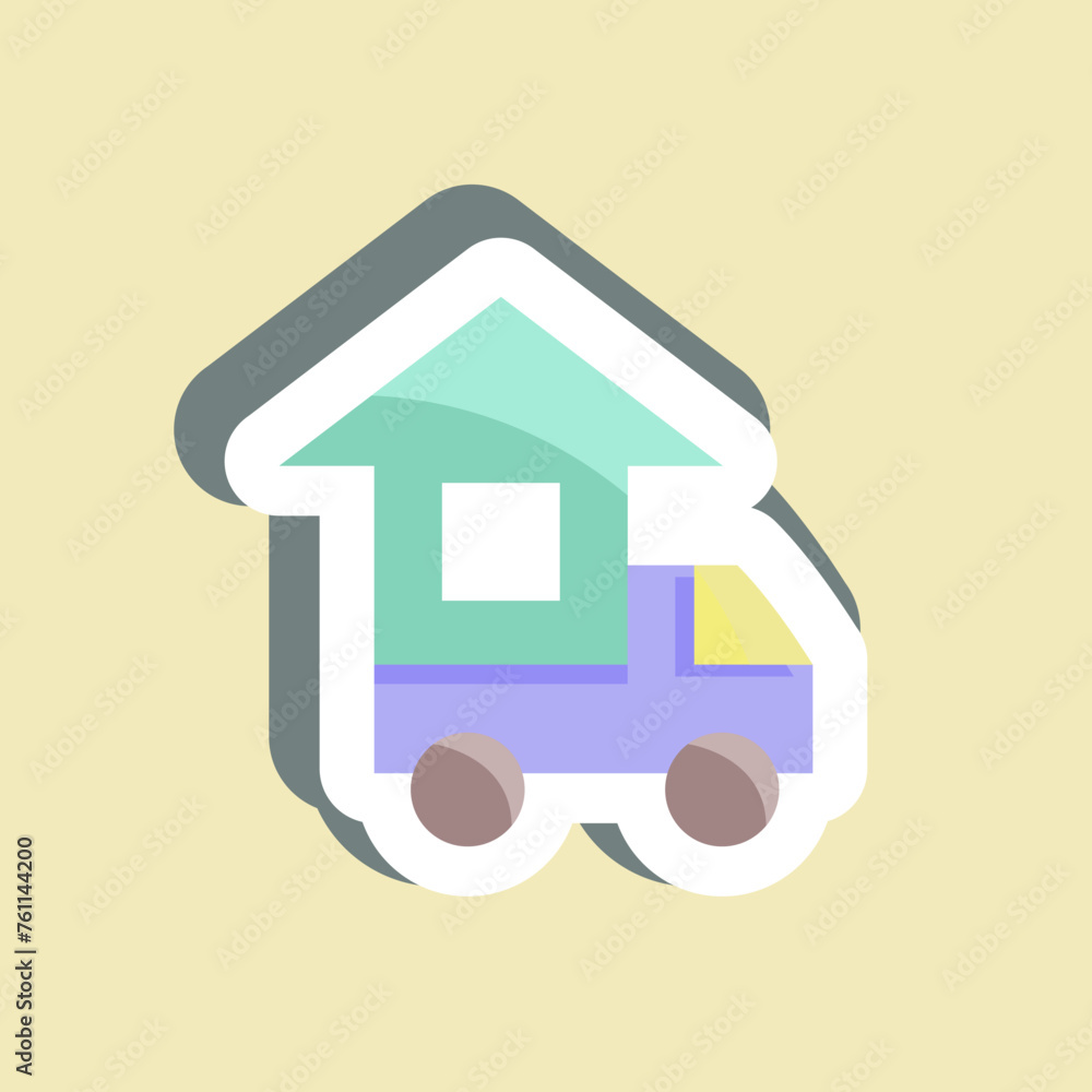 Sticker Moving Home. suitable for education symbol. simple design editable. design template vector. simple illustration Sticker Moving Home. suitable for education symbol. simple design editable. design template vector. simple illustration