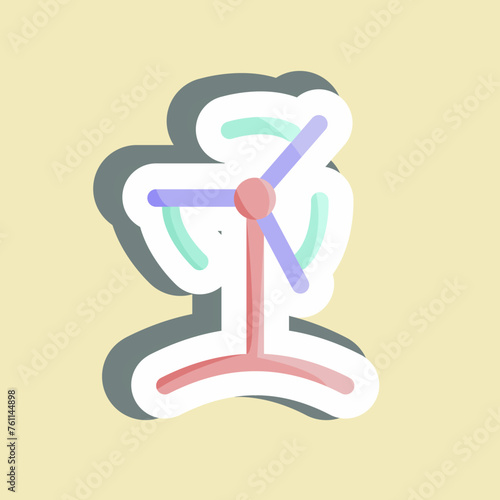 Sticker Wind Turbine. suitable for education symbol. simple design editable. design template vector. simple illustration