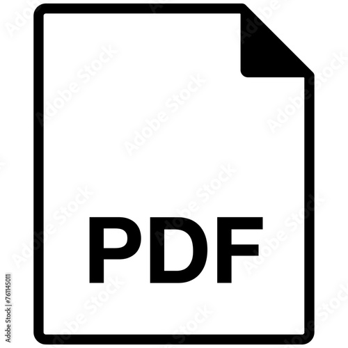Single black PDF file line icon, simple flat design infographic pictogram vector for app web website button ui interface elements isolated on white background