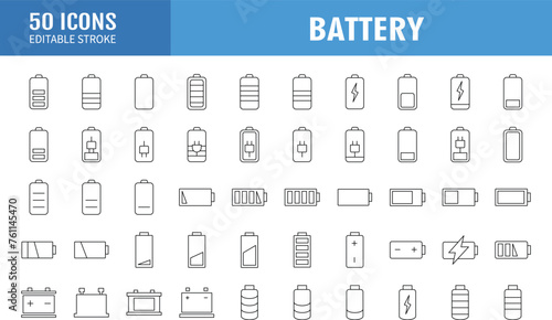 30 Set of Battery icon vector, collection of symbol battery illustration