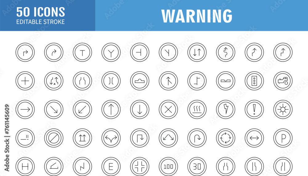 Set of Warning sign icon. Warnings pack symbol. signs or traffic symbols in construction vector illustration