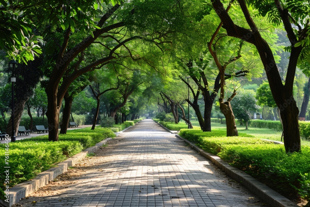 A stroll along a tree-lined walkway in a lush green park, A serene tree-lined walkway in a tranquil city park, AI Generated A stroll along a tree-lined walkway in a lush green park, A serene tree-lined walkway in a tranquil city park, AI Generated