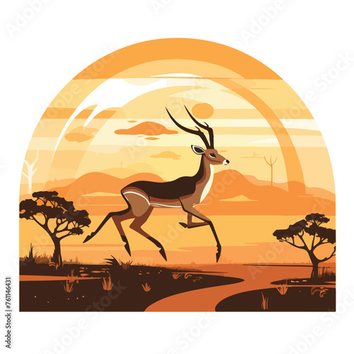A graceful gazelle illustration bounding gracefully
