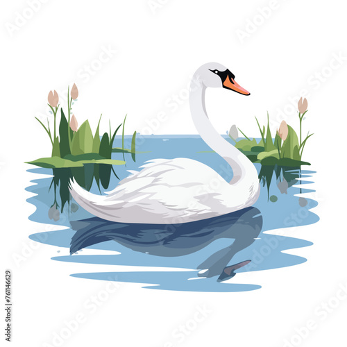 A graceful swan illustration gliding across a tranq