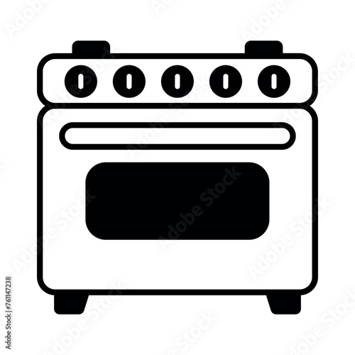 black vector oven icon on white background