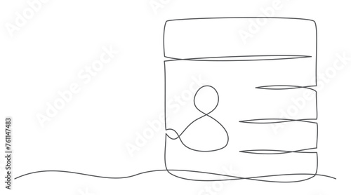 Id card One line drawing isolated on white background