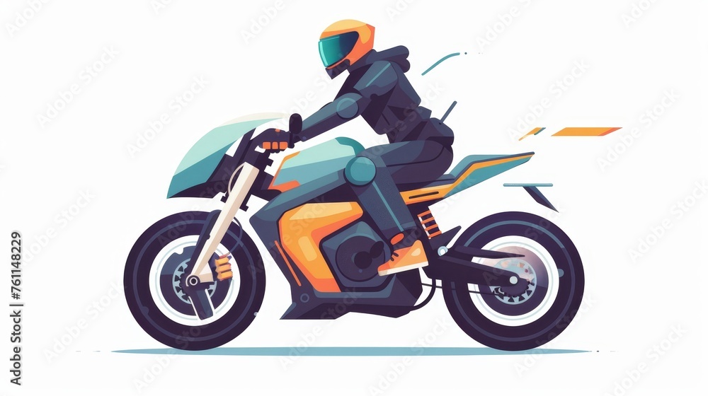 Driver in safety helmet, riding ecological e-vehicle. Road transport bicycle, flat modern illustration isolated on white. Driver in safety helmet, riding ecological e-vehicle. Road transport bicycle, flat modern illustration isolated on white.