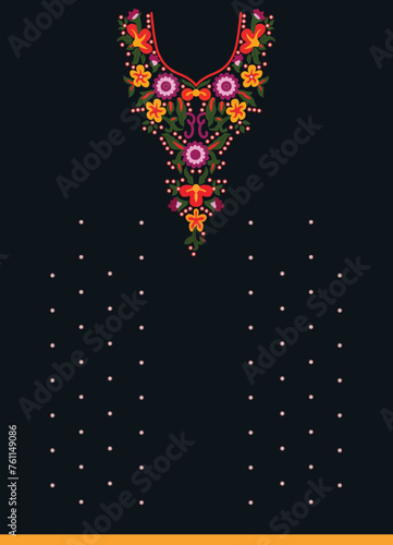 Elegant vector traditional textile kameez and kurti design.