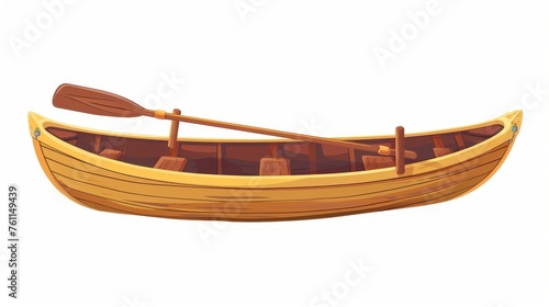 A rowing boat with paddles. A river vessel with oars. A small boat for leisure and transport on the water. Flat modern illustration isolated on a white background.