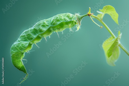 Green Caterpillar Feeding on a Plant photo
