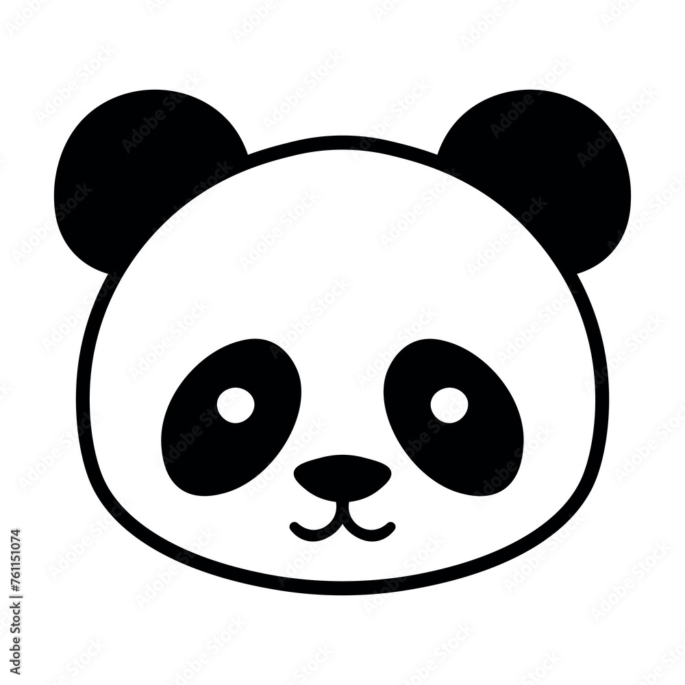 black vector panda icon on white background black vector panda icon on white background