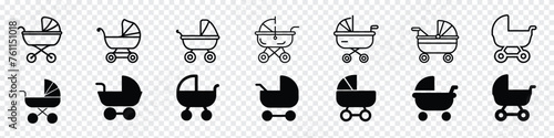 pram icon, Baby carriage line and glyph icon, child and toy, Stroller, carriage vector icon on white background. Baby pram icon, Baby stroller or pram line vector icon. Buggy carriage photo