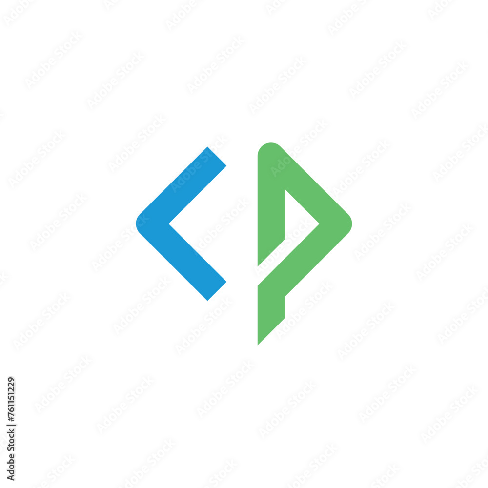 Letter P logo with program code Letter P logo with program code