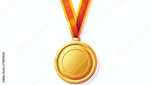 Golden medal flat vector