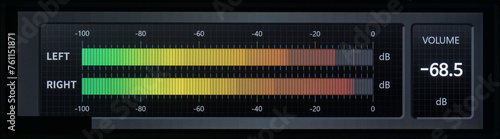 Multi-colored Digital Audio VU Meters Moving to Beat.