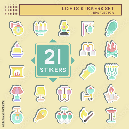 Sticker Set Lights. suitable for House symbol. simple design editable. design template vector. simple illustration