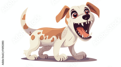 Happy dog with bone flat vector isolated on white background
