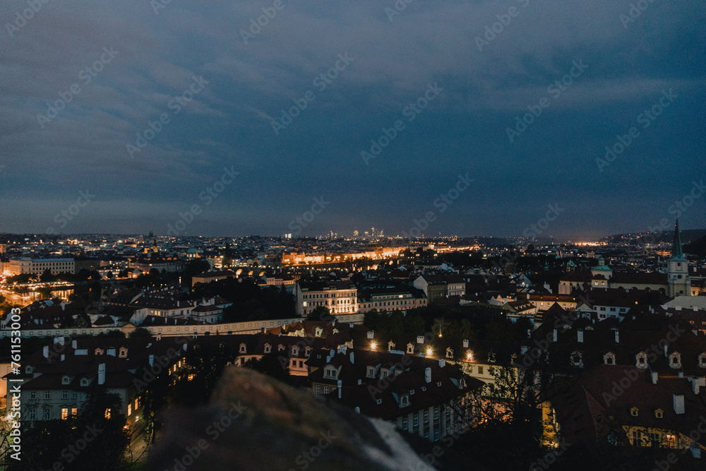 Prague City landscape at night
