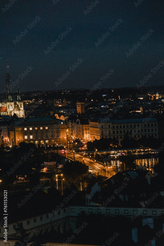 Naklejka premium Prague City landscape at night