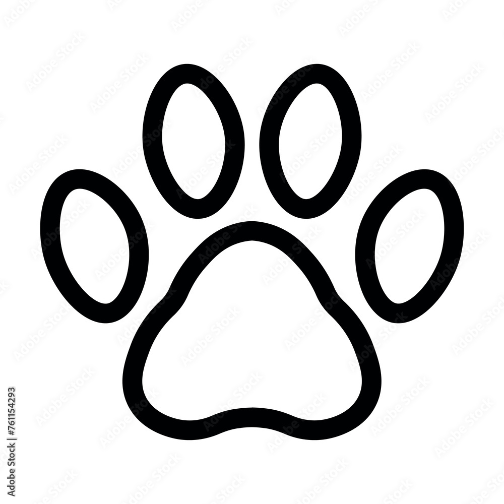 black vector paw icon on white background black vector paw icon on white background