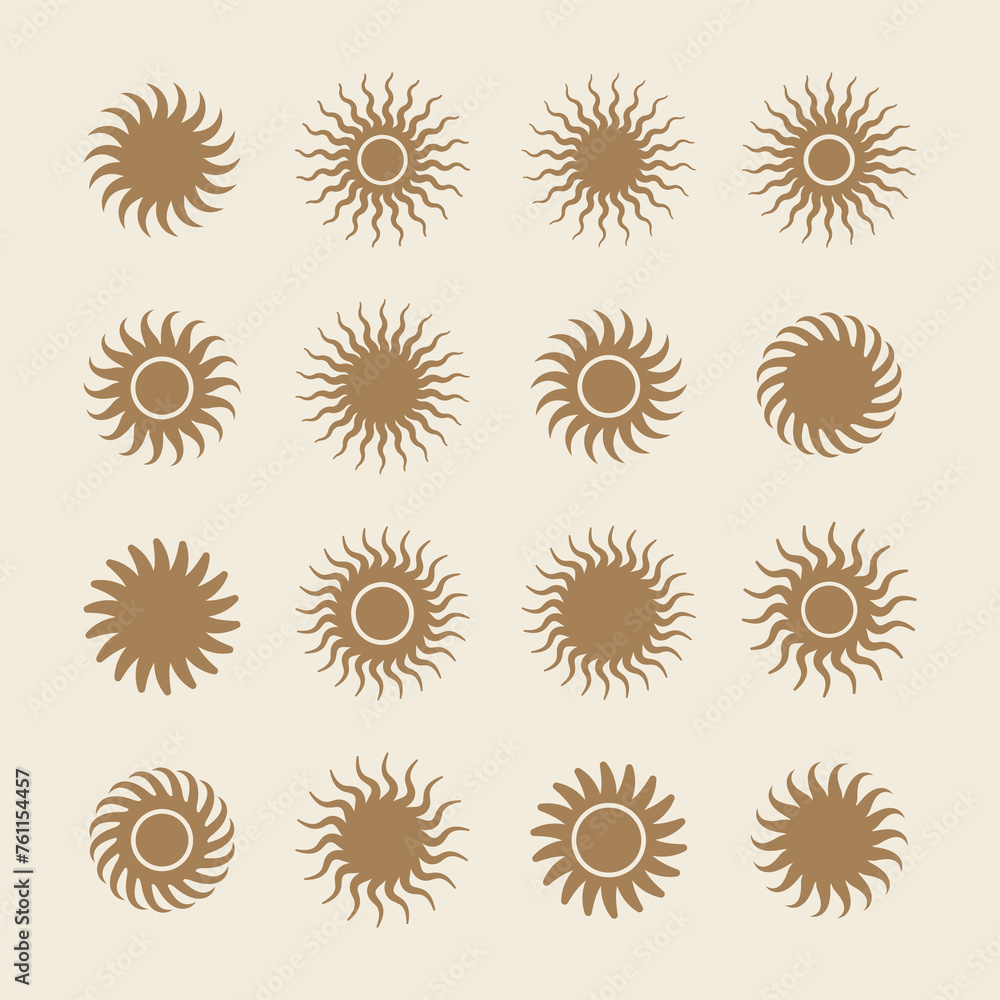 Fototapeta premium Sun Decorative Elements, Sun Modern Geometric Shape Vector illustration