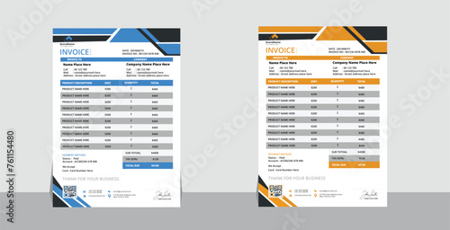 Vector Invoice templates a4 size corporate invoice design  