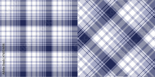 Vector checkered pattern or plaid pattern in blue and bw. Tartan, textured seamless twill for flannel shirts, duvet covers, other autumn winter textile mills. Vector Format