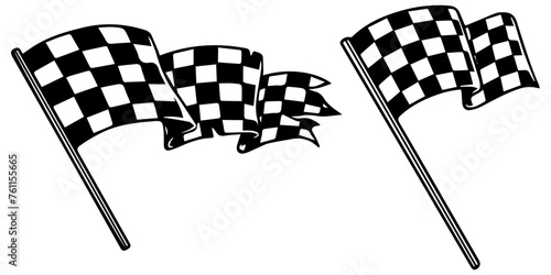 Curly checkerboard flags for racing.