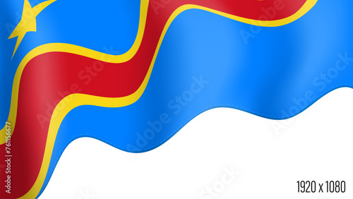 Congo country flag realistic independence day background. Congo commonwealth banner in motion waving, fluttering in wind. Festive patriotic HD format template for independence day